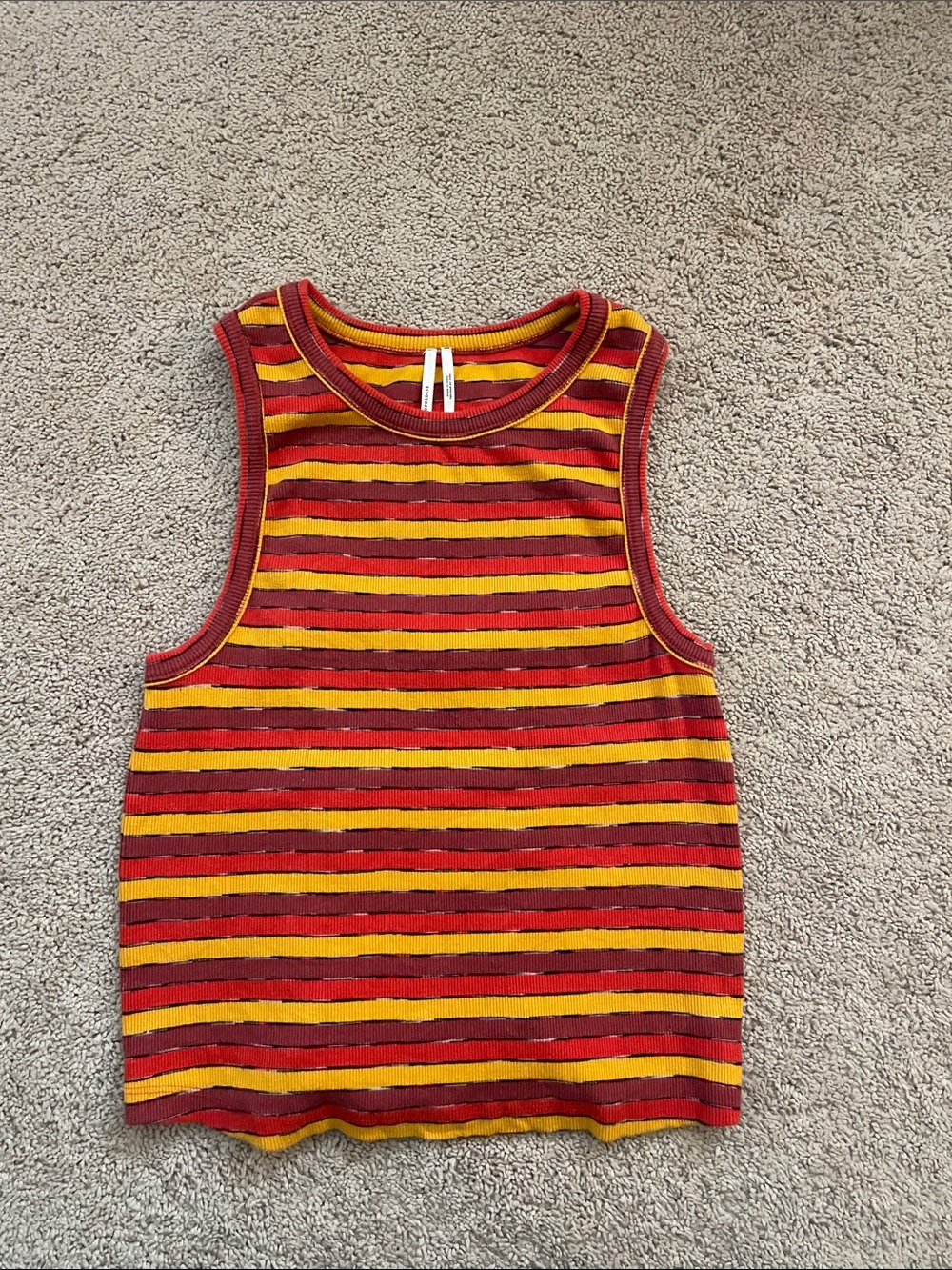 Striped Red and Yellow Ribbed Tank Top